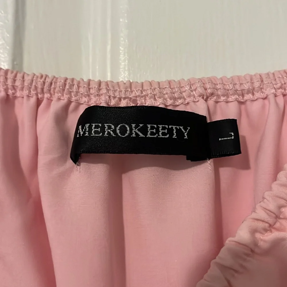 Pink Off-Shoulder Ruffled Dress - Picture 2 of 4